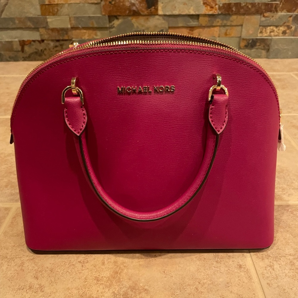MICHAEL KORS EMMY DOME LARGE SATCHEL LEATHER SHOULDER BAG - Authentic NWT